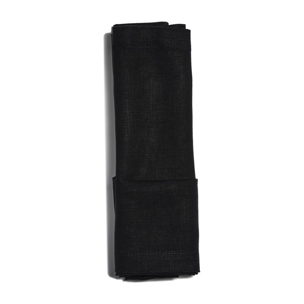 Black French flax linen napkin.